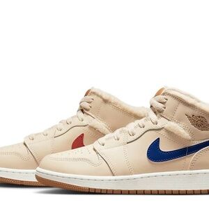 NEW Jordan 1 mid utility fleece pearl white (gs)